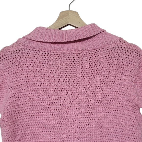Y2K Girly Pink Knit Top Sweater Size M Cap Sleeves Grandma- Kidcore - Picture 5 of 10